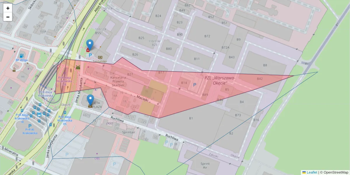 Szczegółowa mapa kodu pocztowego 02-181 z granicami, sąsiednimi kodami pocztowymi i urzędami pocztowymi