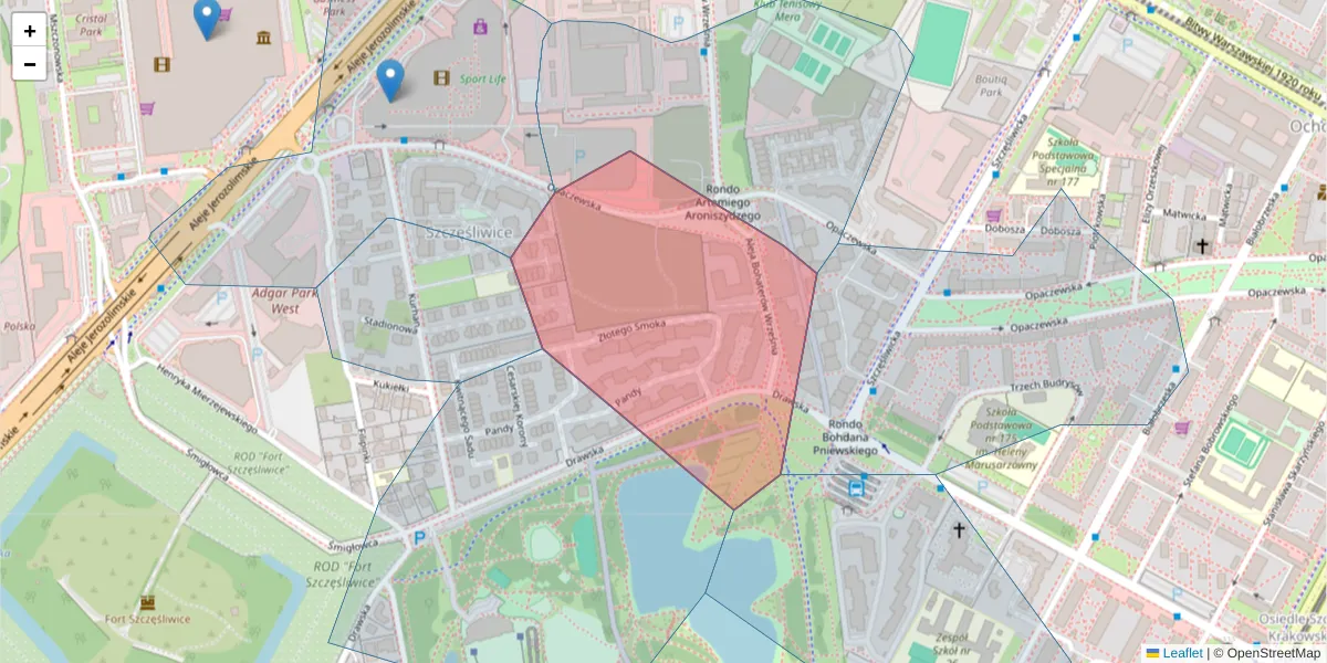 Szczegółowa mapa kodu pocztowego 02-201 z granicami, sąsiednimi kodami pocztowymi i urzędami pocztowymi