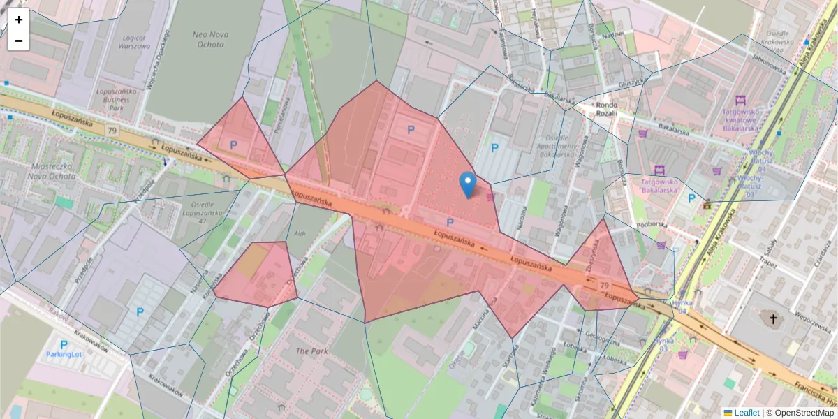 Szczegółowa mapa kodu pocztowego 02-220 z granicami, sąsiednimi kodami pocztowymi i urzędami pocztowymi