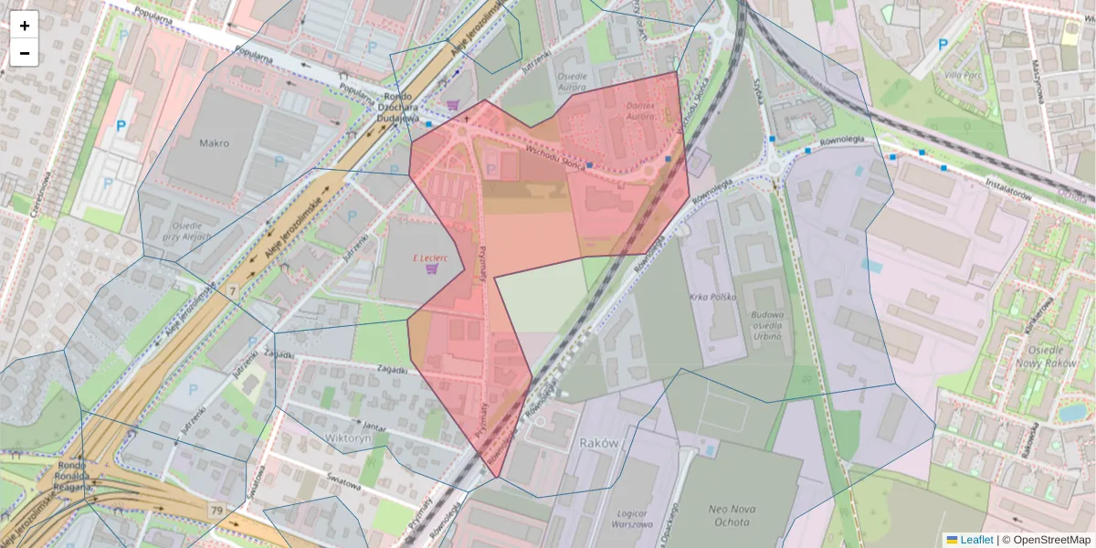 Szczegółowa mapa kodu pocztowego 02-226 z granicami, sąsiednimi kodami pocztowymi i urzędami pocztowymi