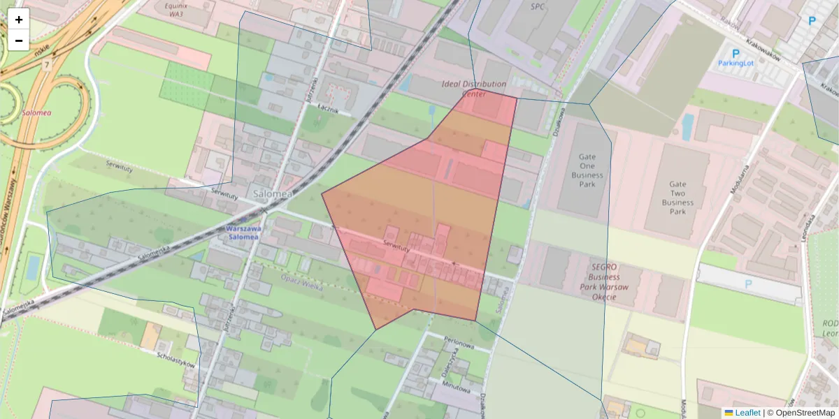 Szczegółowa mapa kodu pocztowego 02-233 z granicami, sąsiednimi kodami pocztowymi i urzędami pocztowymi