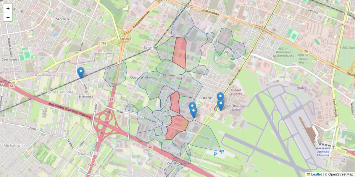 Szczegółowa mapa kodu pocztowego 02-234 z granicami, sąsiednimi kodami pocztowymi i urzędami pocztowymi