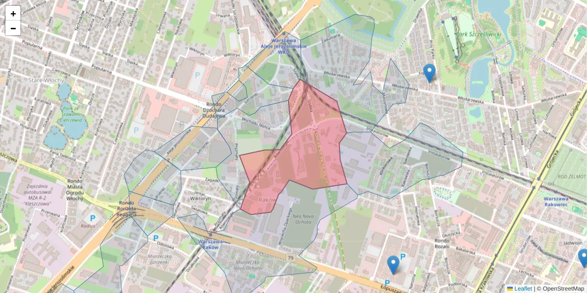 Szczegółowa mapa kodu pocztowego 02-235 z granicami, sąsiednimi kodami pocztowymi i urzędami pocztowymi