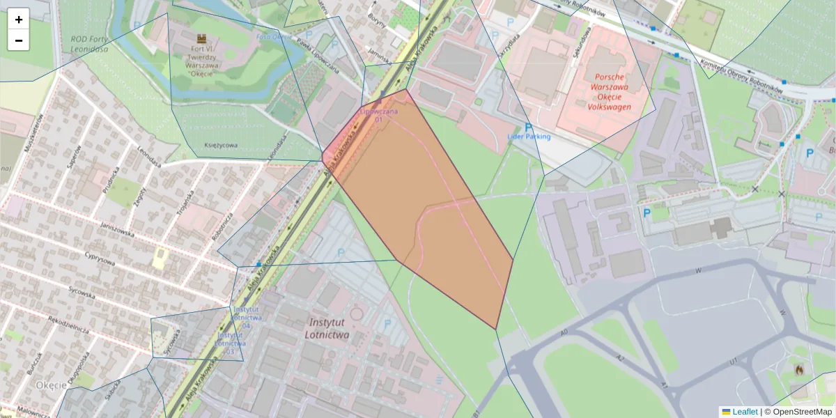 Szczegółowa mapa kodu pocztowego 02-254 z granicami, sąsiednimi kodami pocztowymi i urzędami pocztowymi