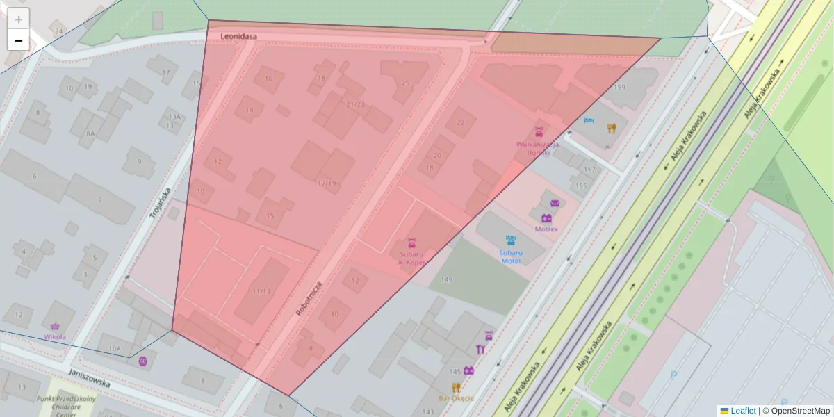 Szczegółowa mapa kodu pocztowego 02-261 z granicami, sąsiednimi kodami pocztowymi i urzędami pocztowymi