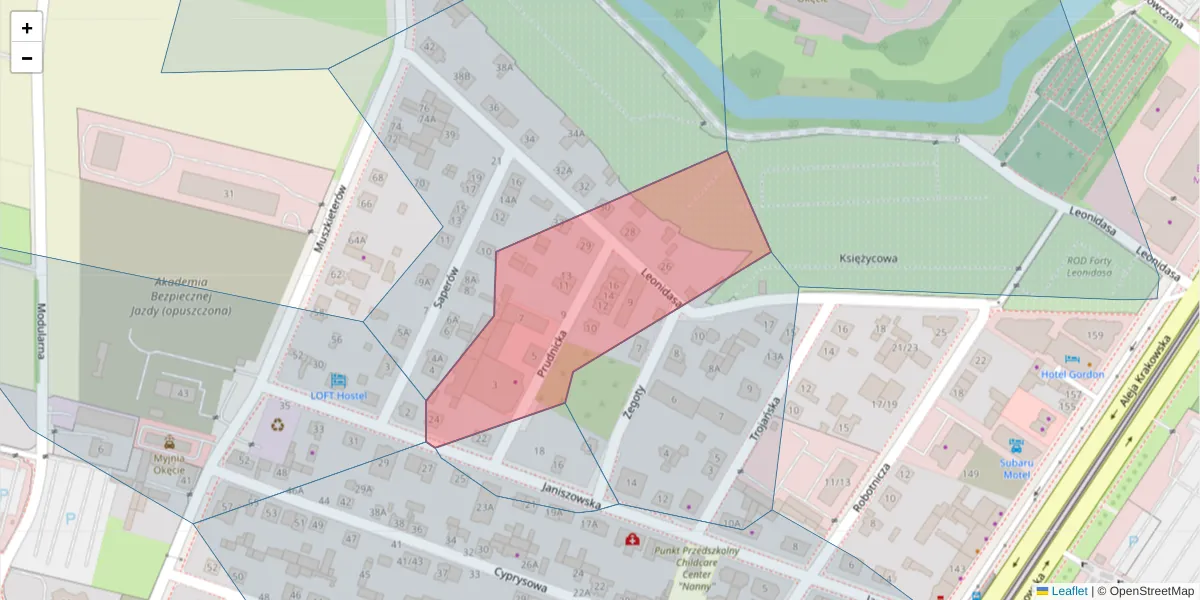 Szczegółowa mapa kodu pocztowego 02-262 z granicami, sąsiednimi kodami pocztowymi i urzędami pocztowymi