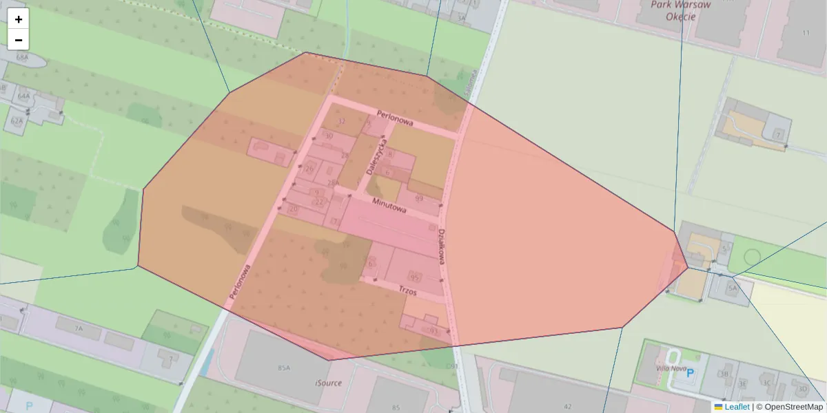 Szczegółowa mapa kodu pocztowego 02-277 z granicami, sąsiednimi kodami pocztowymi i urzędami pocztowymi