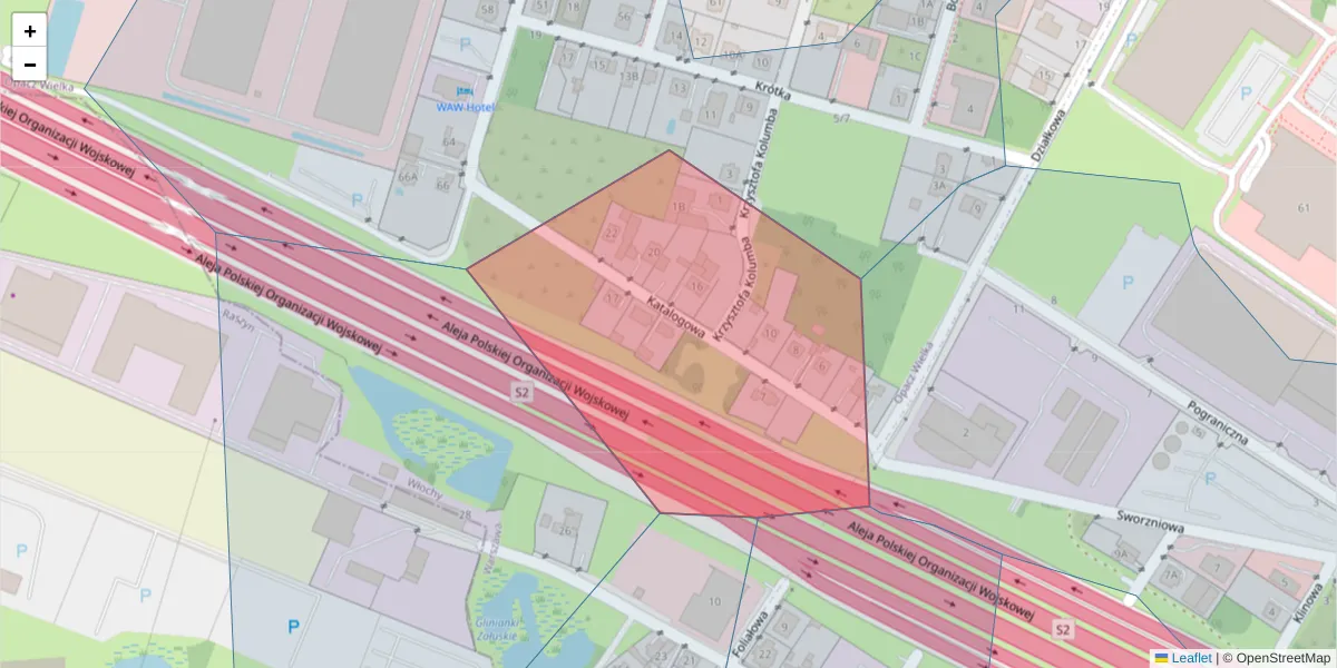 Szczegółowa mapa kodu pocztowego 02-294 z granicami, sąsiednimi kodami pocztowymi i urzędami pocztowymi