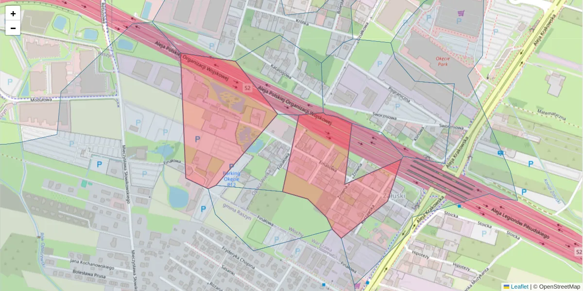 Szczegółowa mapa kodu pocztowego 02-295 z granicami, sąsiednimi kodami pocztowymi i urzędami pocztowymi
