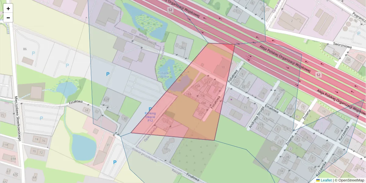 Szczegółowa mapa kodu pocztowego 02-298 z granicami, sąsiednimi kodami pocztowymi i urzędami pocztowymi