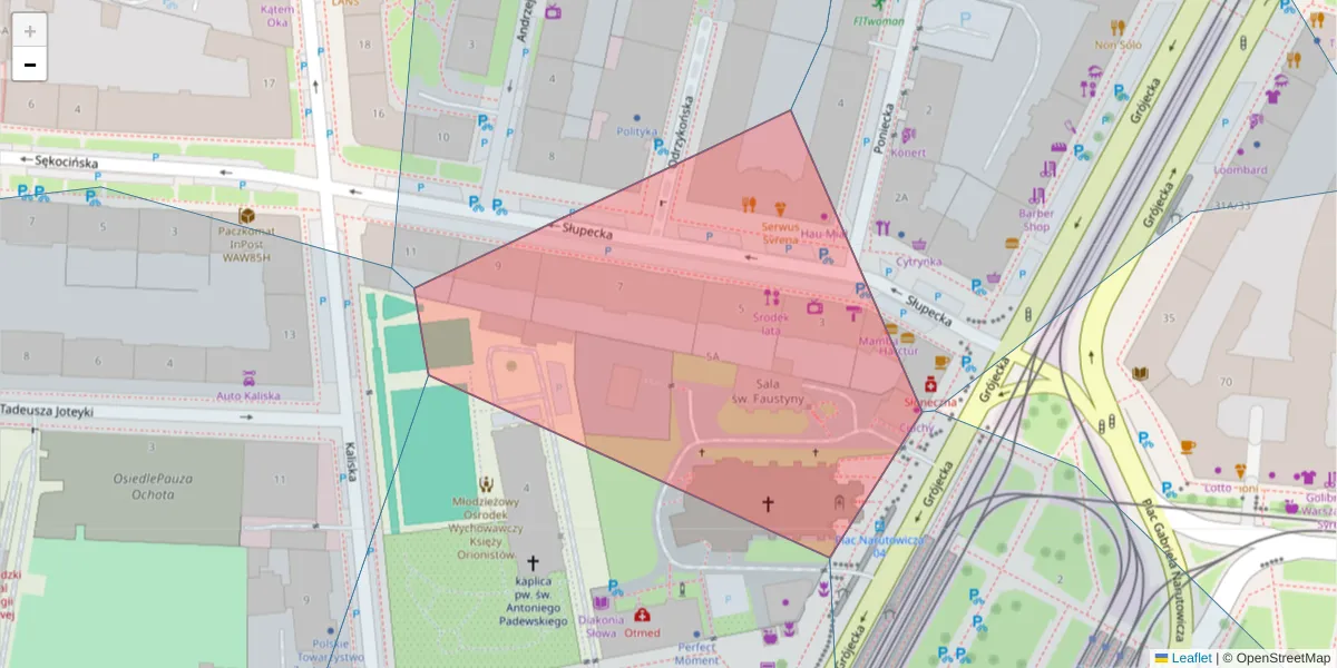 Szczegółowa mapa kodu pocztowego 02-309 z granicami, sąsiednimi kodami pocztowymi i urzędami pocztowymi