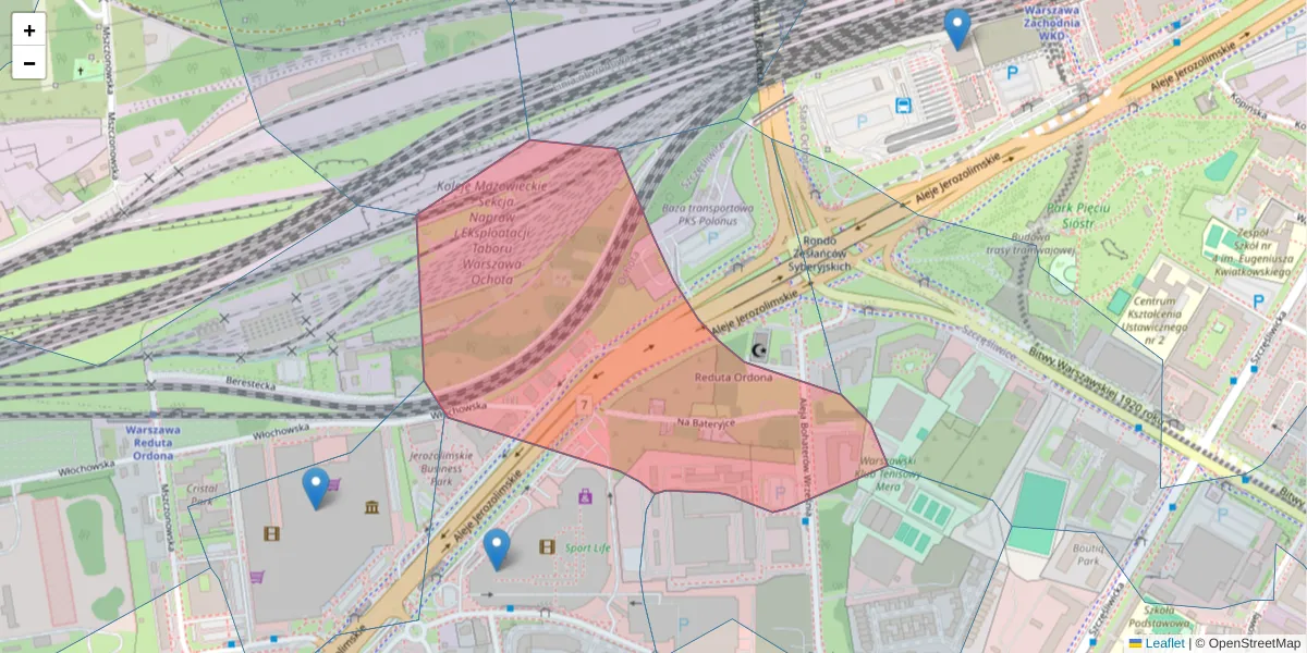 Szczegółowa mapa kodu pocztowego 02-335 z granicami, sąsiednimi kodami pocztowymi i urzędami pocztowymi
