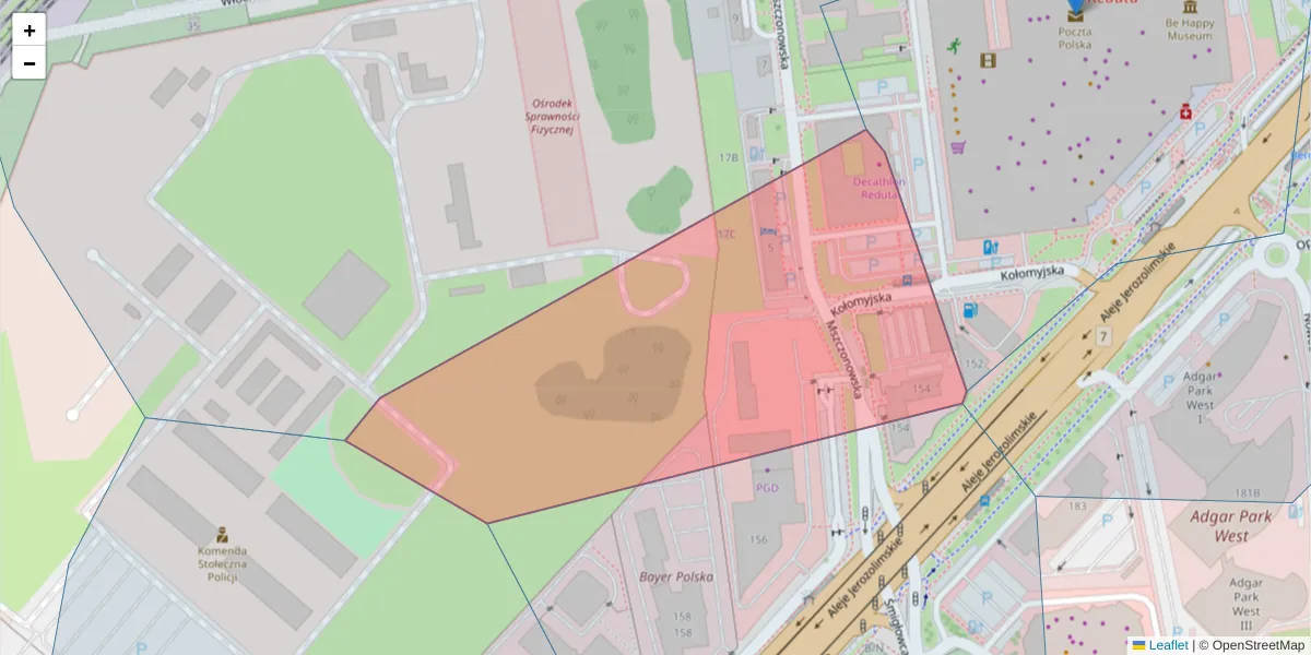 Szczegółowa mapa kodu pocztowego 02-337 z granicami, sąsiednimi kodami pocztowymi i urzędami pocztowymi