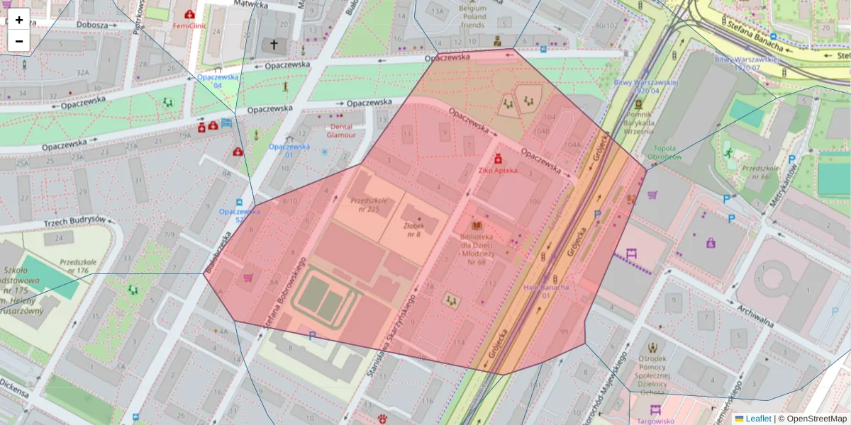 Szczegółowa mapa kodu pocztowego 02-377 z granicami, sąsiednimi kodami pocztowymi i urzędami pocztowymi