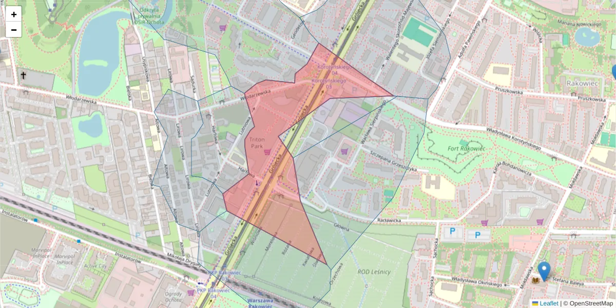 Szczegółowa mapa kodu pocztowego 02-390 z granicami, sąsiednimi kodami pocztowymi i urzędami pocztowymi
