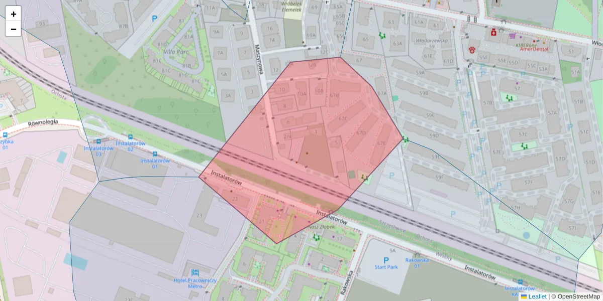 Szczegółowa mapa kodu pocztowego 02-391 z granicami, sąsiednimi kodami pocztowymi i urzędami pocztowymi