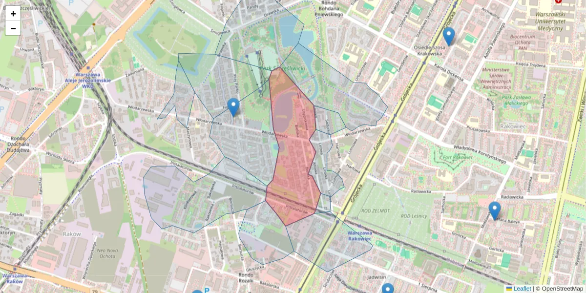 Szczegółowa mapa kodu pocztowego 02-394 z granicami, sąsiednimi kodami pocztowymi i urzędami pocztowymi