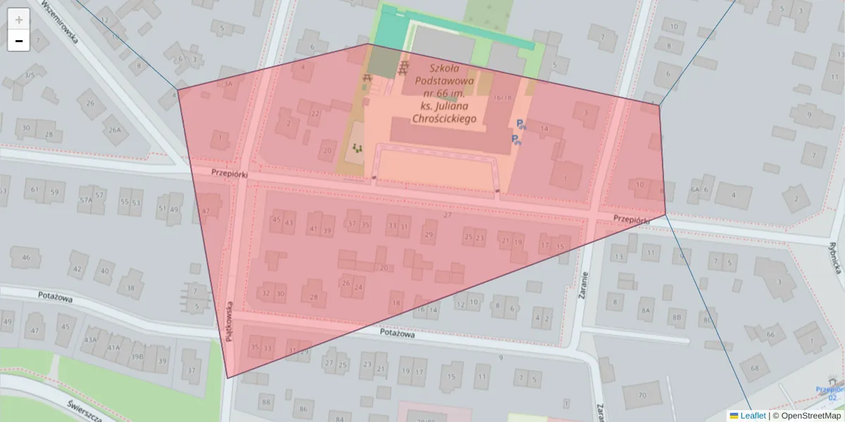 Szczegółowa mapa kodu pocztowego 02-407 z granicami, sąsiednimi kodami pocztowymi i urzędami pocztowymi