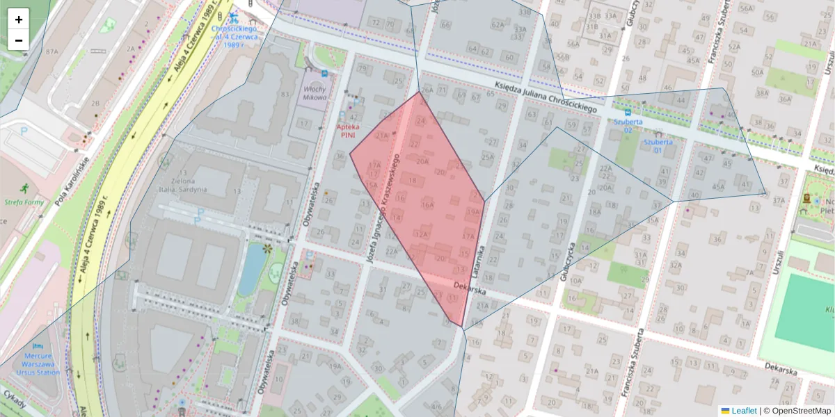 Szczegółowa mapa kodu pocztowego 02-415 z granicami, sąsiednimi kodami pocztowymi i urzędami pocztowymi