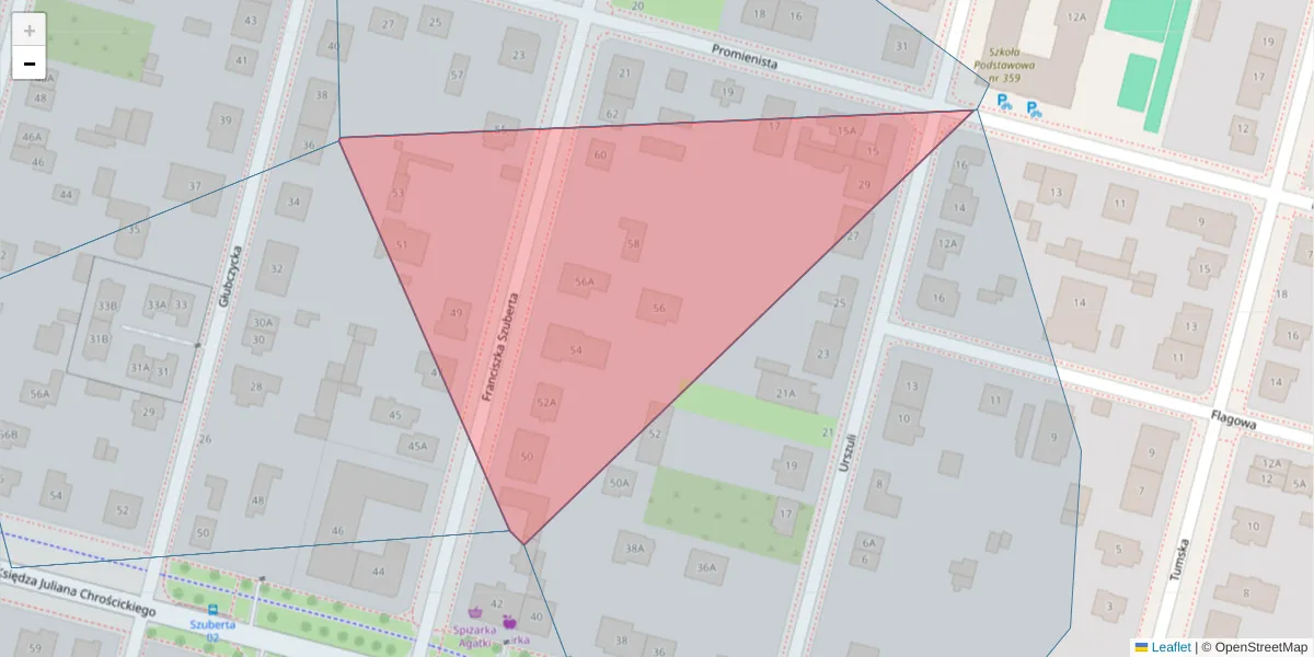 Szczegółowa mapa kodu pocztowego 02-425 z granicami, sąsiednimi kodami pocztowymi i urzędami pocztowymi