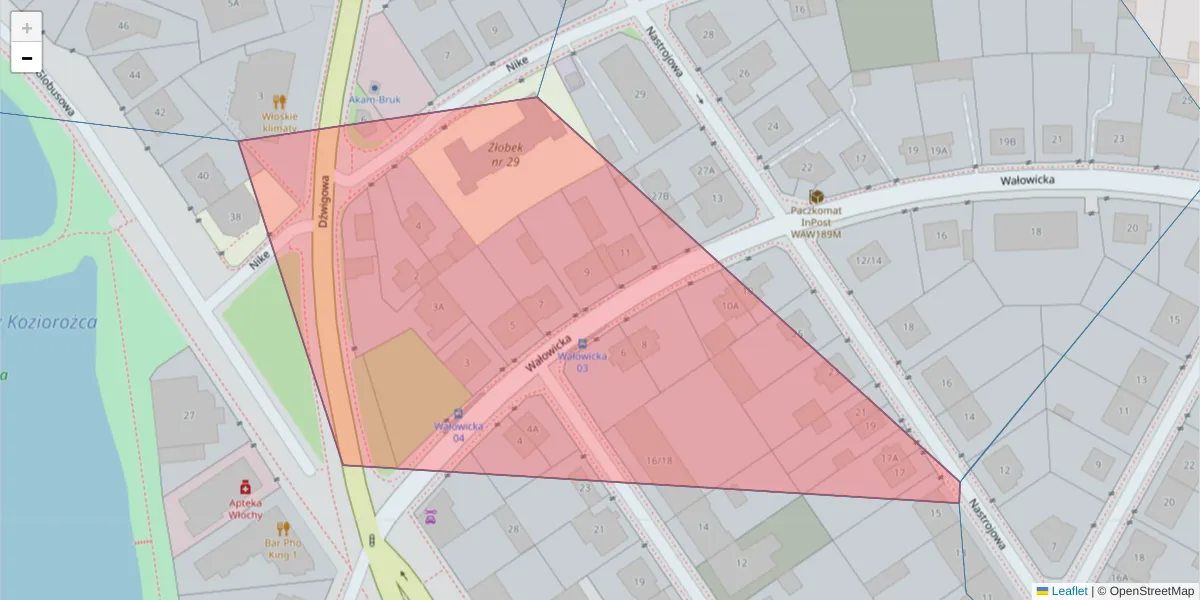Szczegółowa mapa kodu pocztowego 02-451 z granicami, sąsiednimi kodami pocztowymi i urzędami pocztowymi