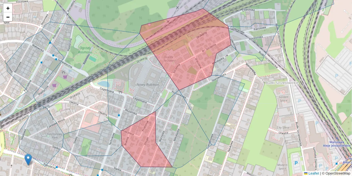 Szczegółowa mapa kodu pocztowego 02-454 z granicami, sąsiednimi kodami pocztowymi i urzędami pocztowymi