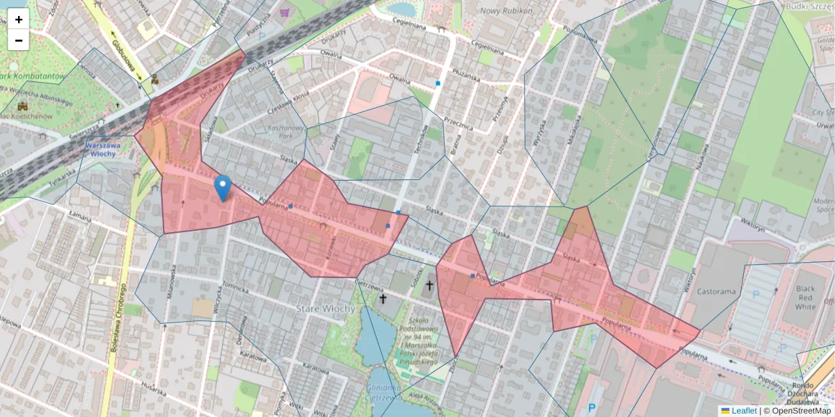 Szczegółowa mapa kodu pocztowego 02-473 z granicami, sąsiednimi kodami pocztowymi i urzędami pocztowymi