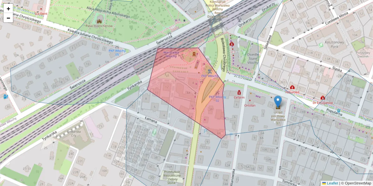 Szczegółowa mapa kodu pocztowego 02-479 z granicami, sąsiednimi kodami pocztowymi i urzędami pocztowymi