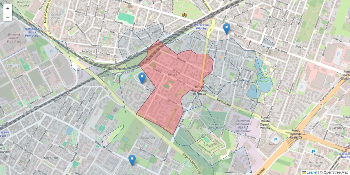 Szczegółowa mapa kodu pocztowego 02-482 z granicami, sąsiednimi kodami pocztowymi i urzędami pocztowymi