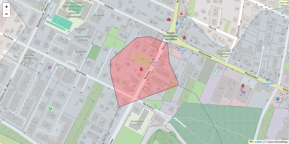 Szczegółowa mapa kodu pocztowego 02-483 z granicami, sąsiednimi kodami pocztowymi i urzędami pocztowymi