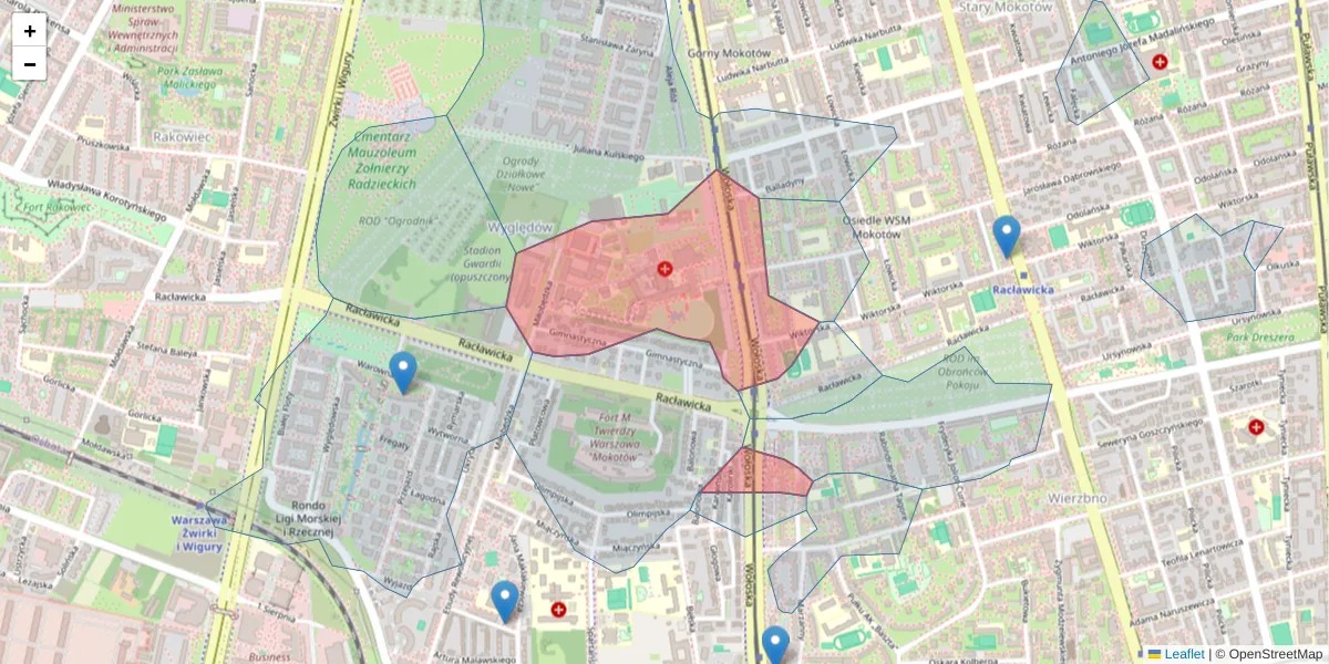 Szczegółowa mapa kodu pocztowego 02-507 z granicami, sąsiednimi kodami pocztowymi i urzędami pocztowymi