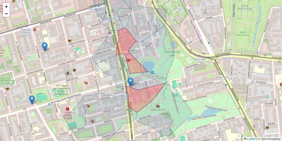 Szczegółowa mapa kodu pocztowego 02-508 z granicami, sąsiednimi kodami pocztowymi i urzędami pocztowymi
