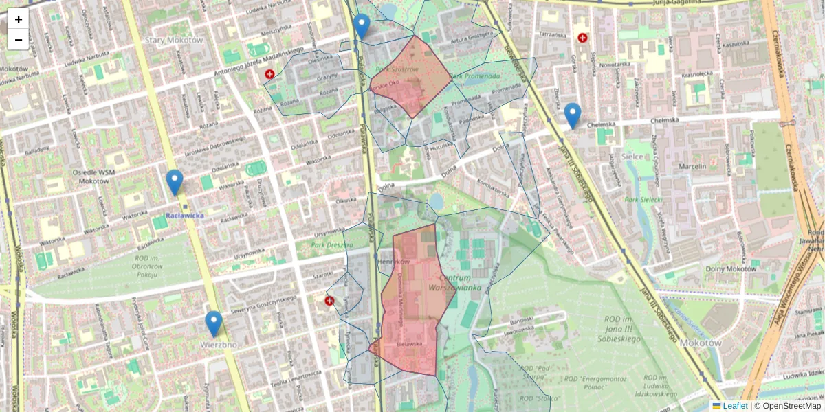 Szczegółowa mapa kodu pocztowego 02-511 z granicami, sąsiednimi kodami pocztowymi i urzędami pocztowymi