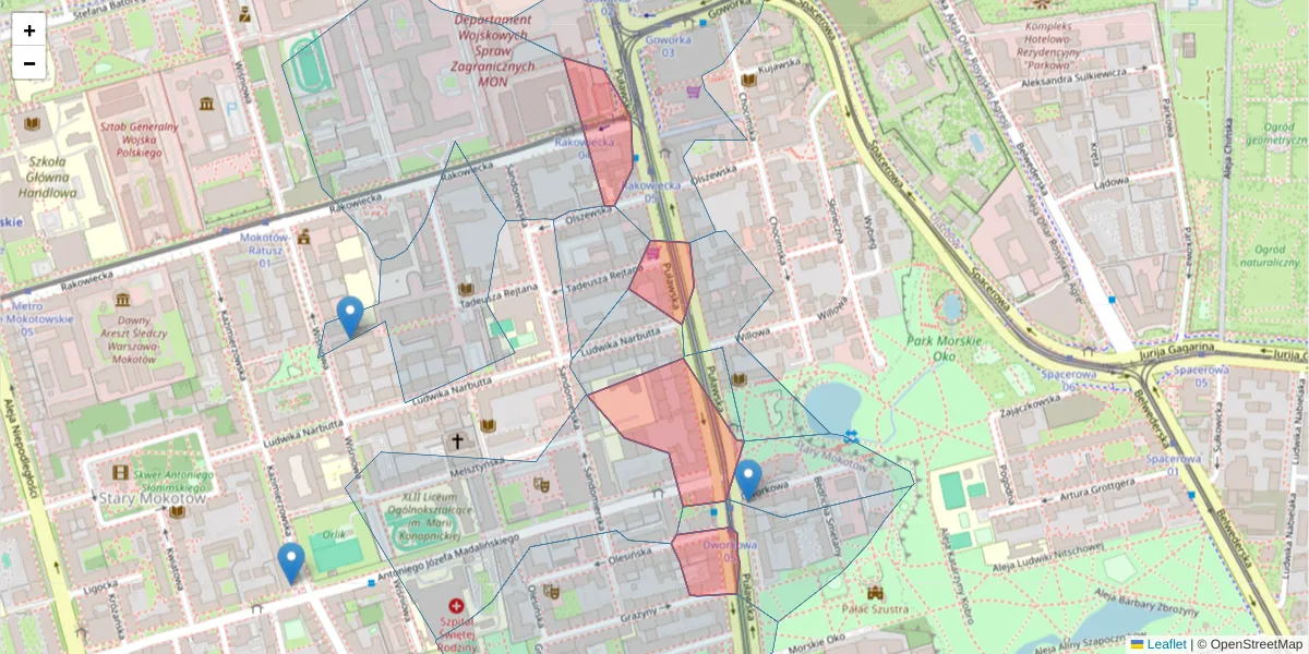 Szczegółowa mapa kodu pocztowego 02-512 z granicami, sąsiednimi kodami pocztowymi i urzędami pocztowymi