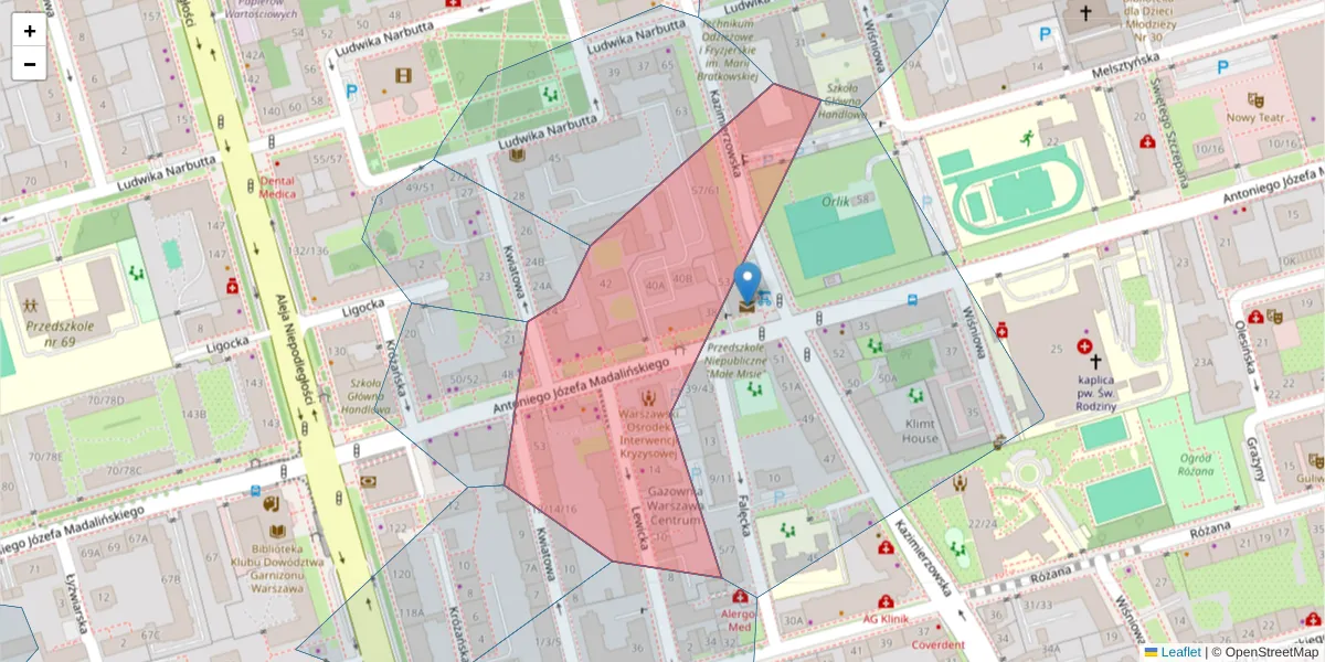 Szczegółowa mapa kodu pocztowego 02-544 z granicami, sąsiednimi kodami pocztowymi i urzędami pocztowymi