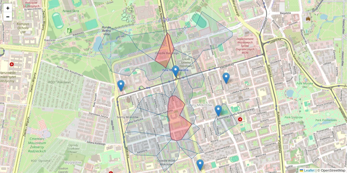 Szczegółowa mapa kodu pocztowego 02-555 z granicami, sąsiednimi kodami pocztowymi i urzędami pocztowymi