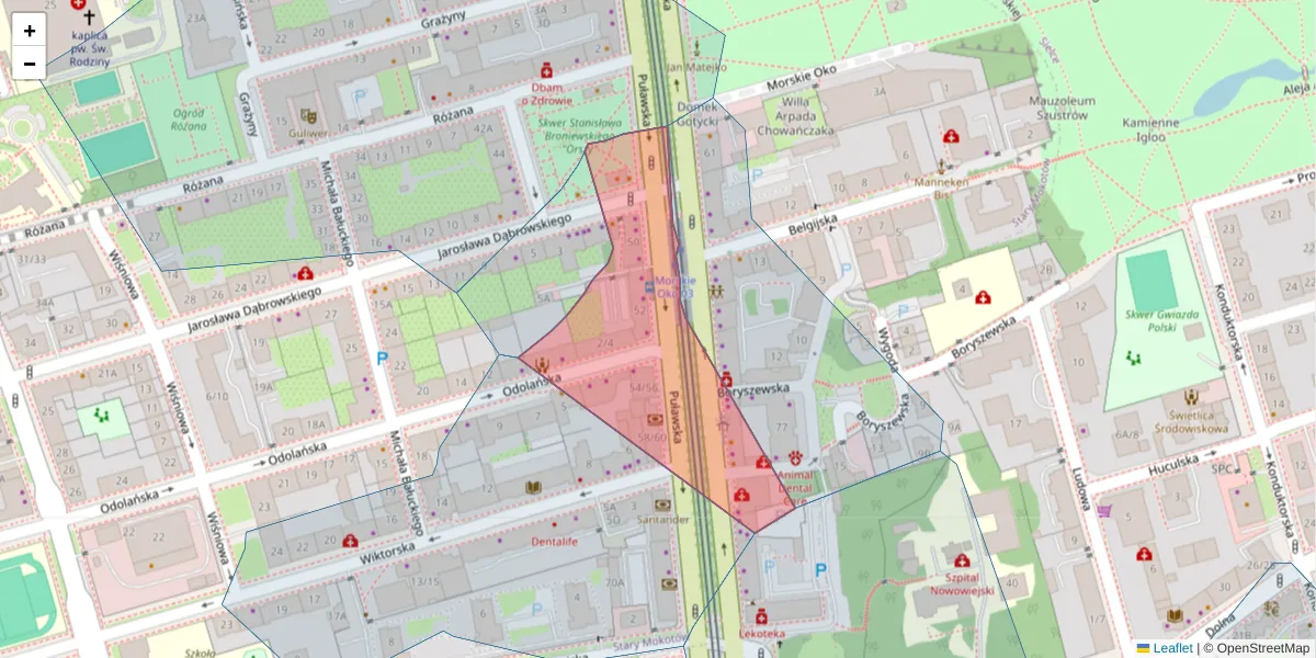 Szczegółowa mapa kodu pocztowego 02-559 z granicami, sąsiednimi kodami pocztowymi i urzędami pocztowymi