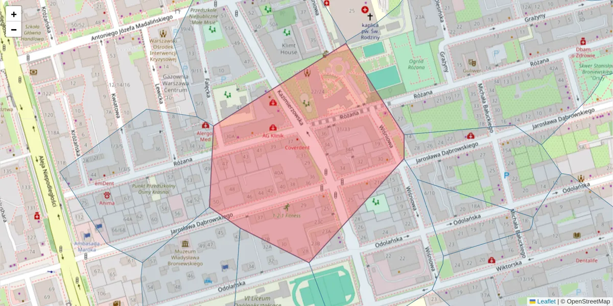 Szczegółowa mapa kodu pocztowego 02-561 z granicami, sąsiednimi kodami pocztowymi i urzędami pocztowymi