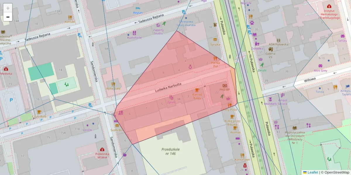 Szczegółowa mapa kodu pocztowego 02-564 z granicami, sąsiednimi kodami pocztowymi i urzędami pocztowymi