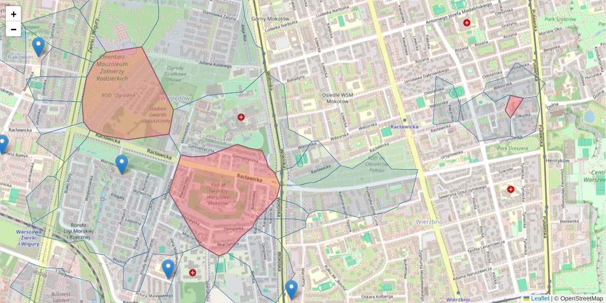 Szczegółowa mapa kodu pocztowego 02-634 z granicami, sąsiednimi kodami pocztowymi i urzędami pocztowymi