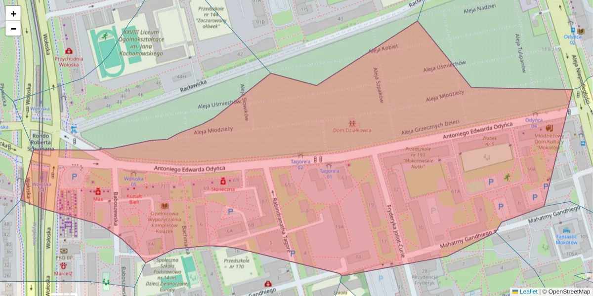 Szczegółowa mapa kodu pocztowego 02-644 z granicami, sąsiednimi kodami pocztowymi i urzędami pocztowymi