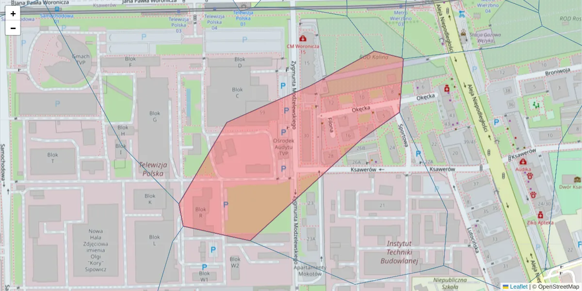 Szczegółowa mapa kodu pocztowego 02-658 z granicami, sąsiednimi kodami pocztowymi i urzędami pocztowymi