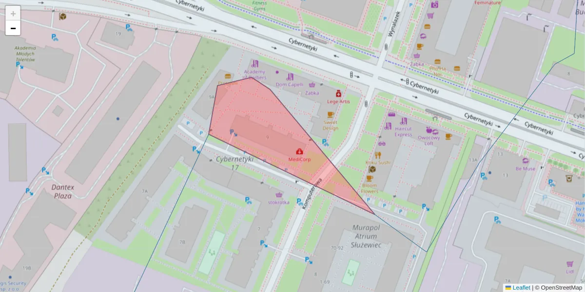 Szczegółowa mapa kodu pocztowego 02-667 z granicami, sąsiednimi kodami pocztowymi i urzędami pocztowymi
