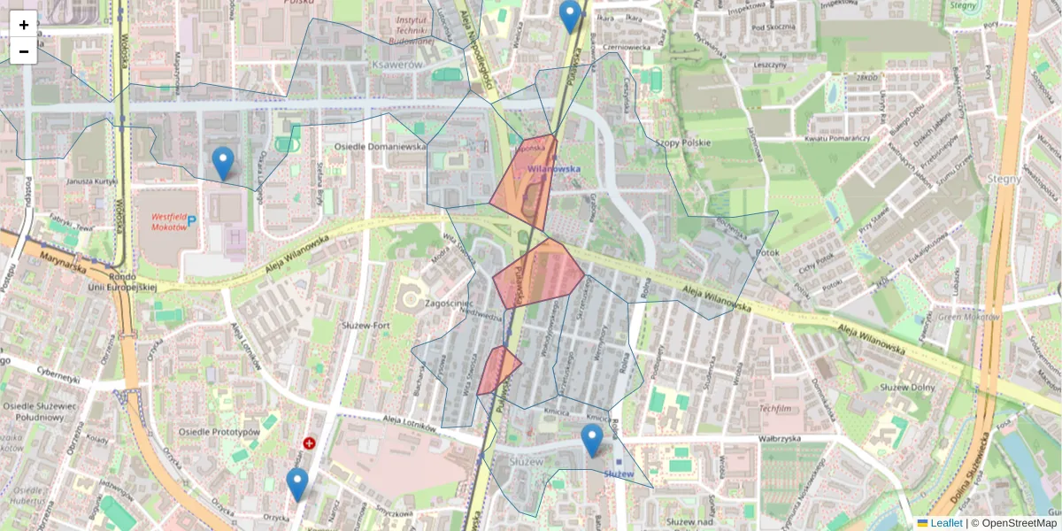 Szczegółowa mapa kodu pocztowego 02-670 z granicami, sąsiednimi kodami pocztowymi i urzędami pocztowymi
