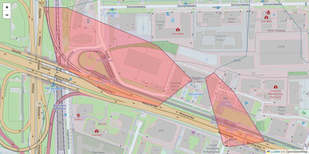 Szczegółowa mapa kodu pocztowego 02-674 z granicami, sąsiednimi kodami pocztowymi i urzędami pocztowymi