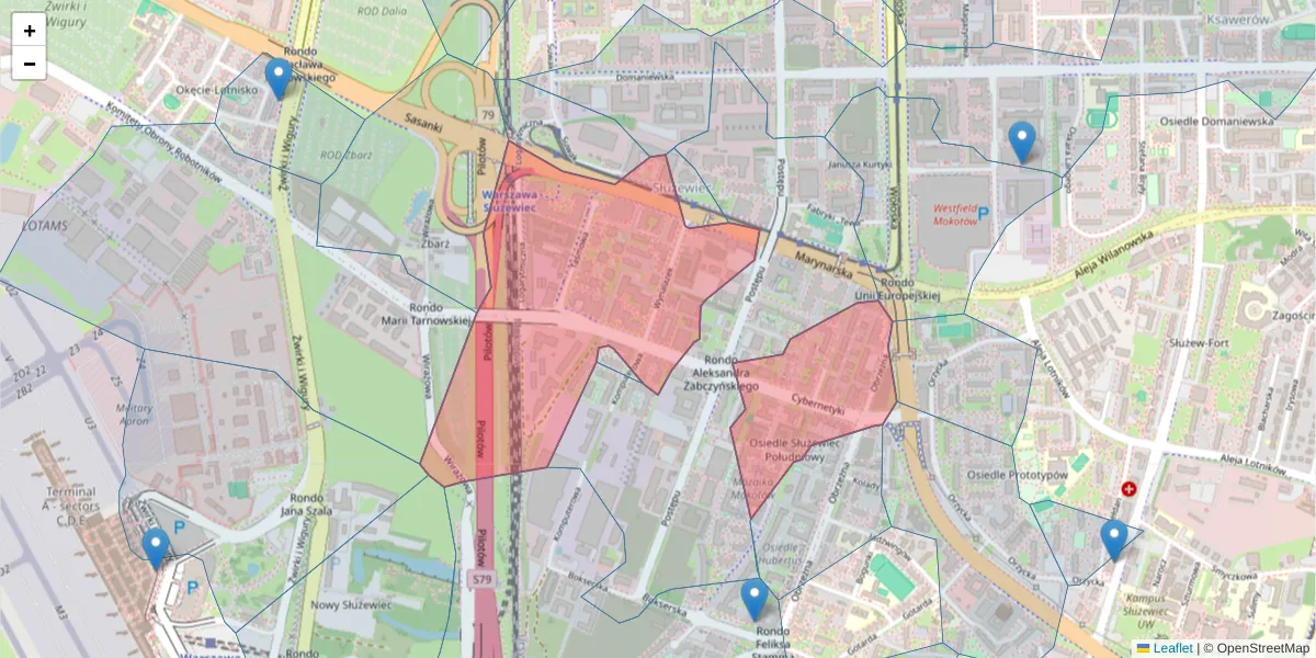 Szczegółowa mapa kodu pocztowego 02-677 z granicami, sąsiednimi kodami pocztowymi i urzędami pocztowymi