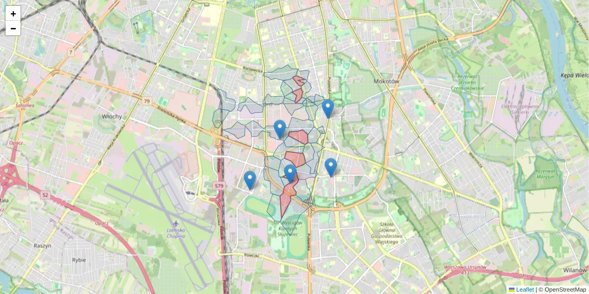 Szczegółowa mapa kodu pocztowego 02-679 z granicami, sąsiednimi kodami pocztowymi i urzędami pocztowymi