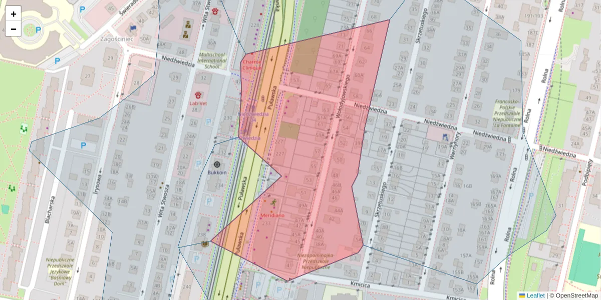 Szczegółowa mapa kodu pocztowego 02-715 z granicami, sąsiednimi kodami pocztowymi i urzędami pocztowymi