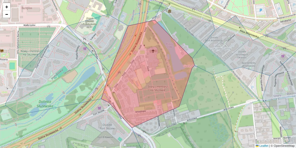 Szczegółowa mapa kodu pocztowego 02-768 z granicami, sąsiednimi kodami pocztowymi i urzędami pocztowymi