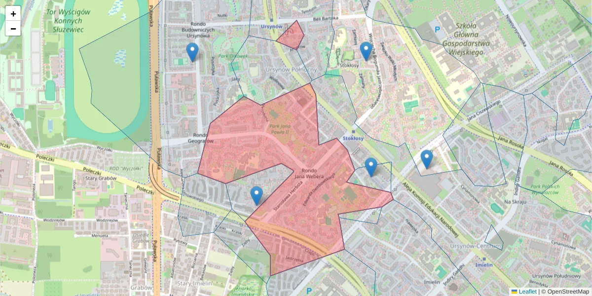 Szczegółowa mapa kodu pocztowego 02-784 z granicami, sąsiednimi kodami pocztowymi i urzędami pocztowymi